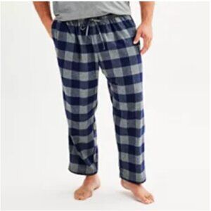 Isotoner Men's Flannel Lounge Pant, Navy and White